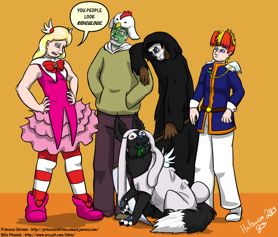 Dog is having a GREAT time. Halloween Webcomic Pic